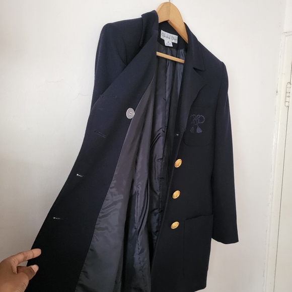 Vintage Christian Dior Double Breasted Rope Embroidered Detail Blazer Navy Sz 10 - Picture 11 of 16